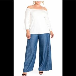 Plus size wide leg chambray pant 1X